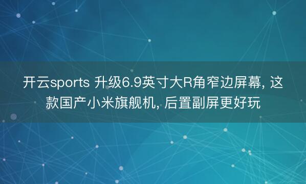 开云sports 升级6.9英寸大R角窄边屏幕, 这款国产小米旗舰机, 后置副屏更好玩