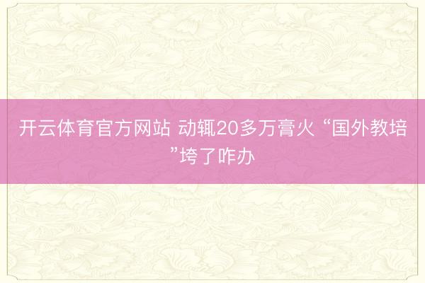 开云体育官方网站 动辄20多万膏火 “国外教培”垮了咋办