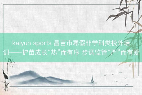 kaiyun sports 昌吉市寒假非学科类校外培训——护苗成长“热”而有序 步调监管“严”而有爱