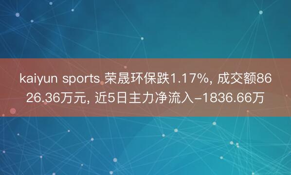 kaiyun sports 荣晟环保跌1.17%， 成交额8626.36万元， 近5日主力净流入-1836.66万