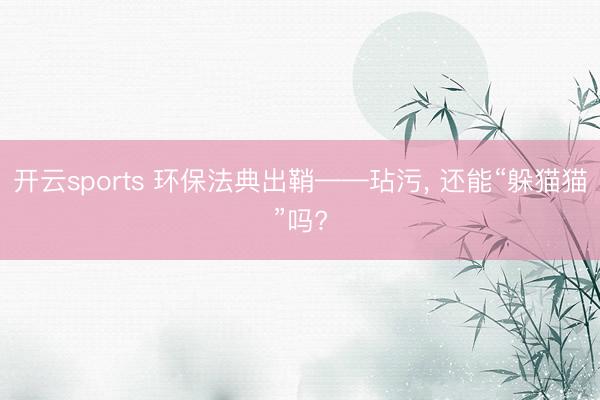开云sports 环保法典出鞘——玷污， 还能“躲猫猫”吗?