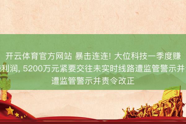 开云体育官方网站 暴击连连! 大位科技一季度赚营收不赚利润， 5200万元紧要交往未实时线路遭监管警示并责令改正